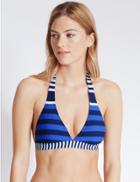 Marks & Spencer Striped Triangle Bikini Top Blue Mix