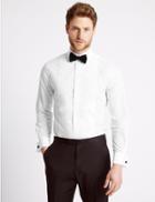 Marks & Spencer Cotton Blend Slim Fit Dinner Shirt White