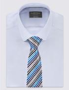 Marks & Spencer Satin Striped Tie Periwinkle