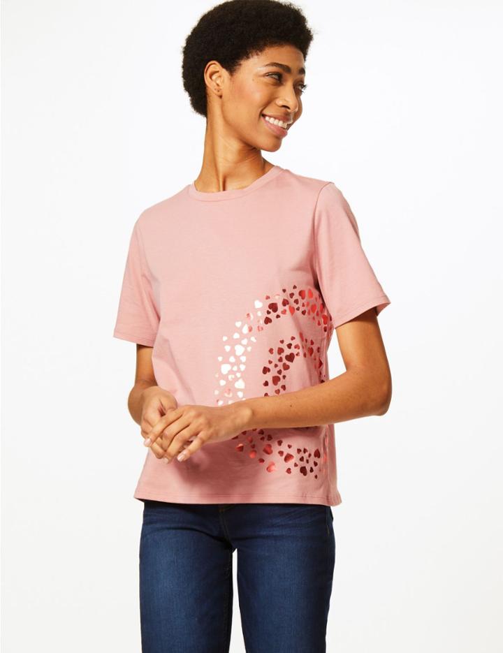 Marks & Spencer Fashion Targets The Target Cotton T-shirt Pink Mix