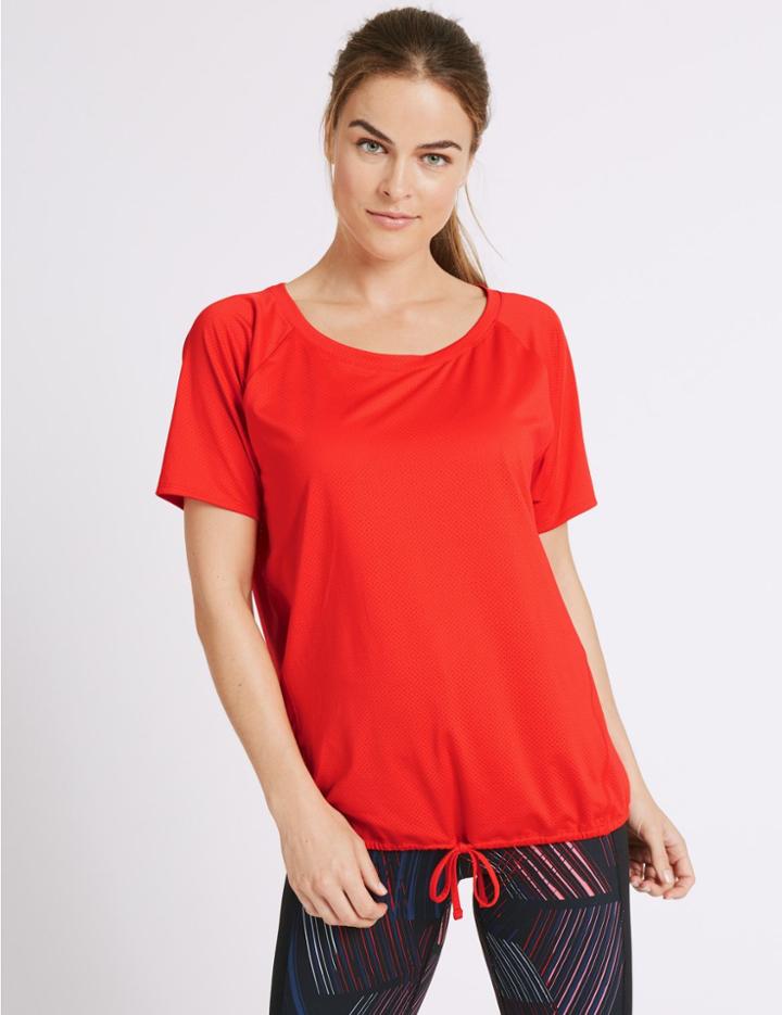 Marks & Spencer Tie Front Short Sleeve T-shirt Flame