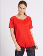 Marks & Spencer Tie Front Short Sleeve T-shirt Flame