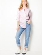 Marks & Spencer Petite Cotton Rich Long Sleeve Shirt Pale Pink