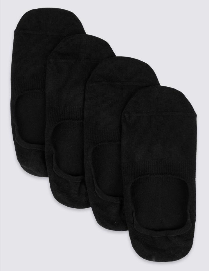 Marks & Spencer 4 Pack Cool & Freshfeet&trade; Invisisble Shoe Liners Black