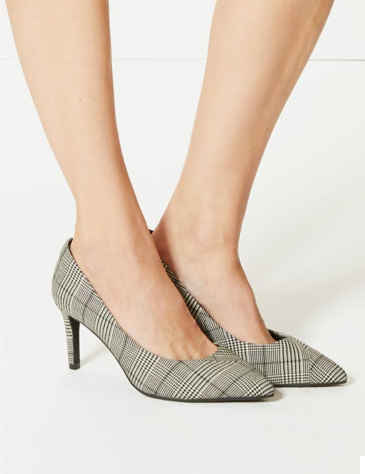 Marks & Spencer Extra Wide Fit Stiletto Heel Court Shoes Grey Mix