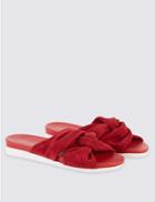 Marks & Spencer Leather Knot Slide Sandals Red