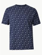 Marks & Spencer Pure Cotton Shark Print T-shirt Navy Mix