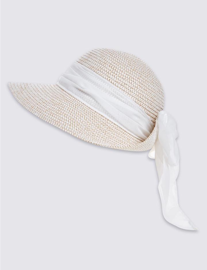 Marks & Spencer Marl Scarf Summer Hat White Mix