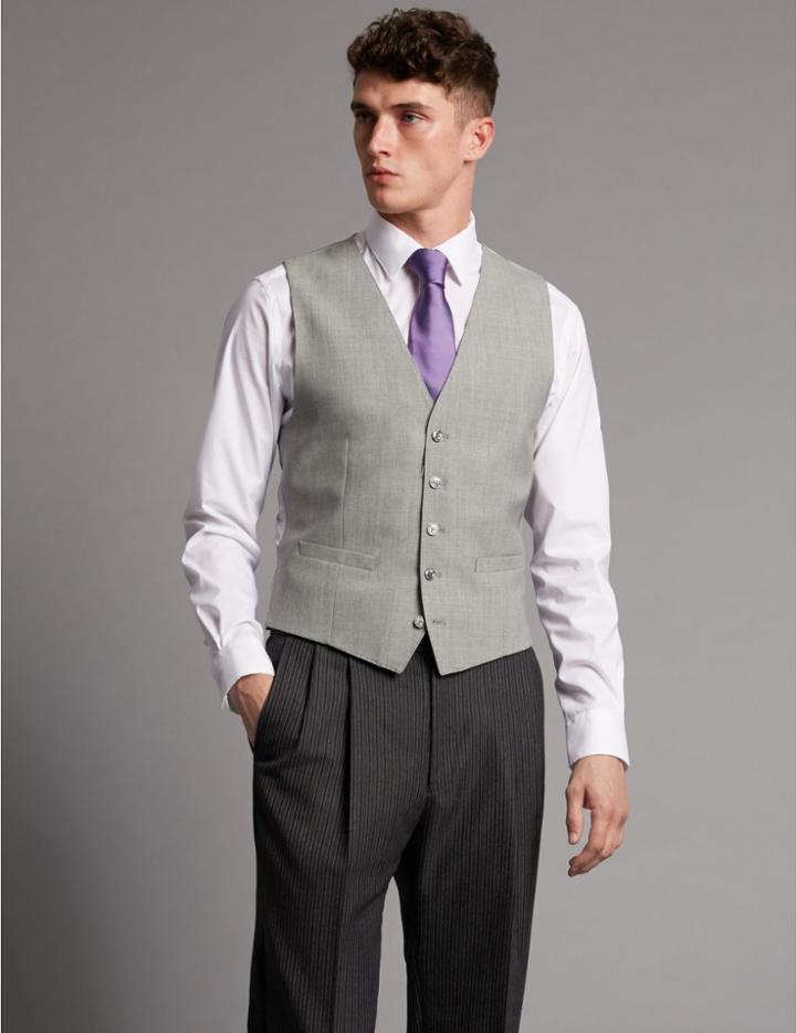 Marks & Spencer Grey Tailored Fit Wool Waistcoat Grey