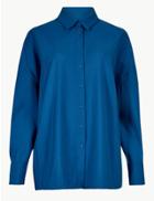Marks & Spencer Oversized Long Sleeve Shirt Blue