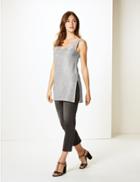 Marks & Spencer Cotton Blend V-neck Metallic Vest Top Silver