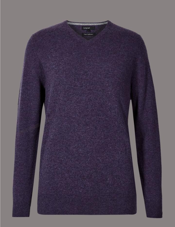 Marks & Spencer Pure Cashmere V-neck Jumper Light Purple