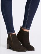 Marks & Spencer Suede Block Heel Ankle Boots With Insolia&reg; Black