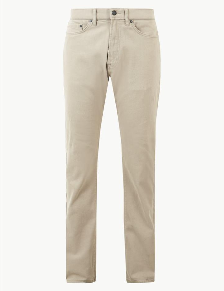 Marks & Spencer Regular Fit Stretch Jeans With Stormwear&trade; Light Natural