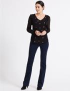 Marks & Spencer Sateen Roma Rise Bootcut Jeans Indigo
