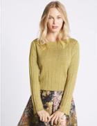 Marks & Spencer Textured Gold Glitter Round Neck Jumper Gold