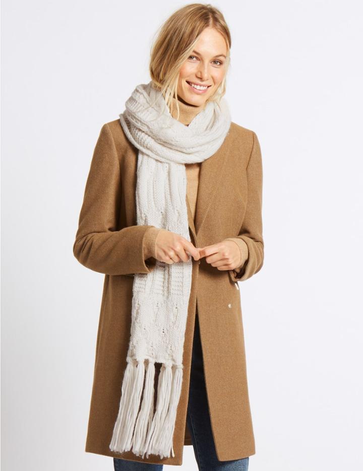 Marks & Spencer Cable Knit Scarf Cream