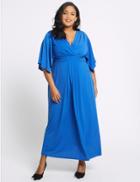 Marks & Spencer Curve Front Knot Half Sleeve Maxi Dress Blue