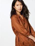 Marks & Spencer Pure Linen 3/4 Sleeve Shirt Dress Tan