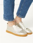 Marks & Spencer Crepe Lace-up Trainers Silver