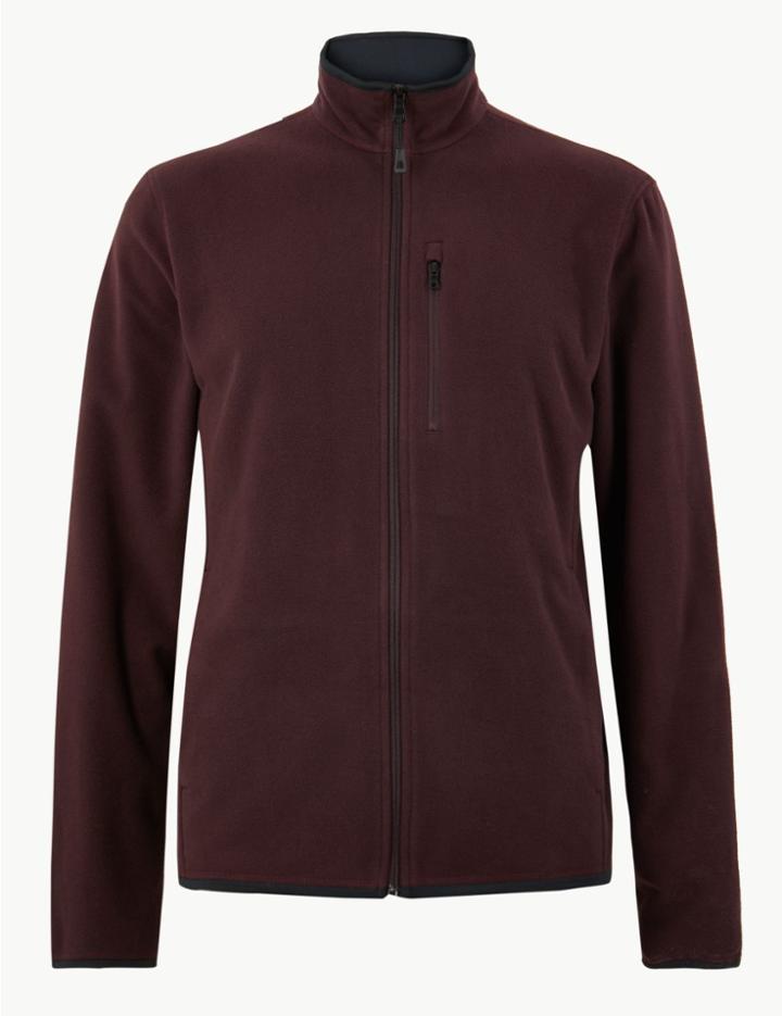 Marks & Spencer Zipped Through Fleece Jacket Burgundy