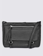 Marks & Spencer Faux Leather Washed Across Body Bag Black