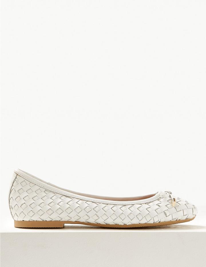 Marks & Spencer Wide Fit Leather Pumps White