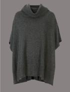 Marks & Spencer Pure Cashmere Turtle Neck Wrap Charcoal
