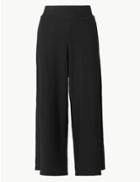 Marks & Spencer Textured Wide Leg Jersey Cropped Culottes Black
