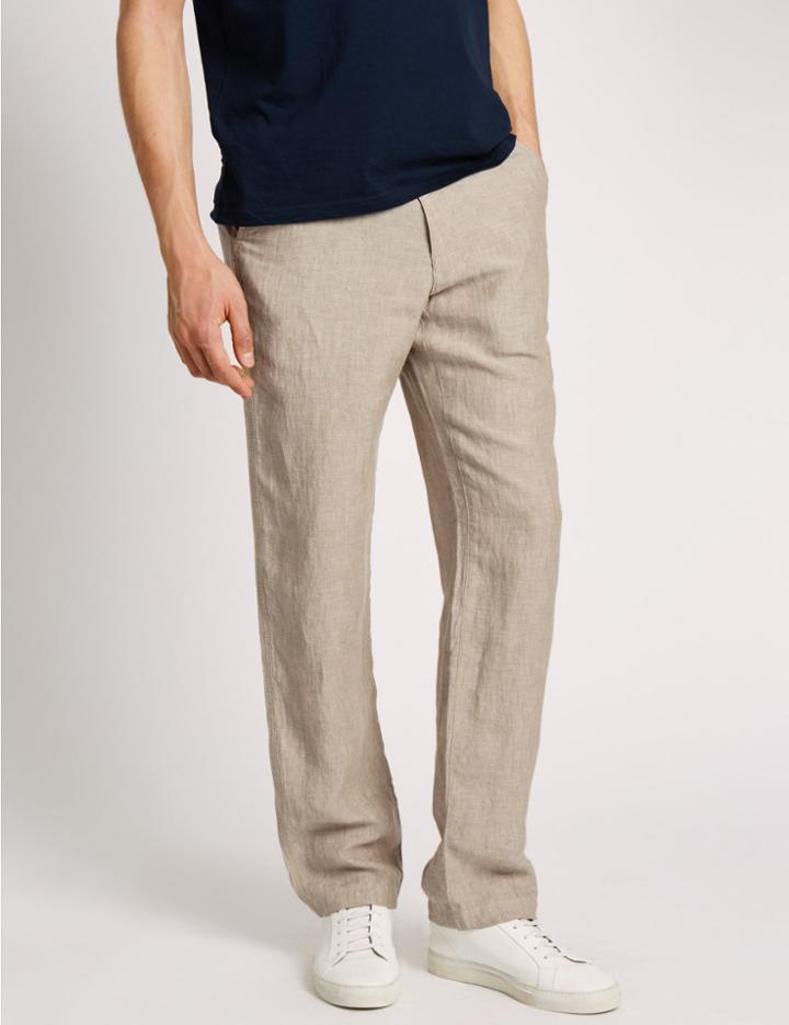 Marks & Spencer Pure Linen Easy To Iron Chinos Ecru