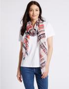 Marks & Spencer Nautical Print Scarf Red Mix
