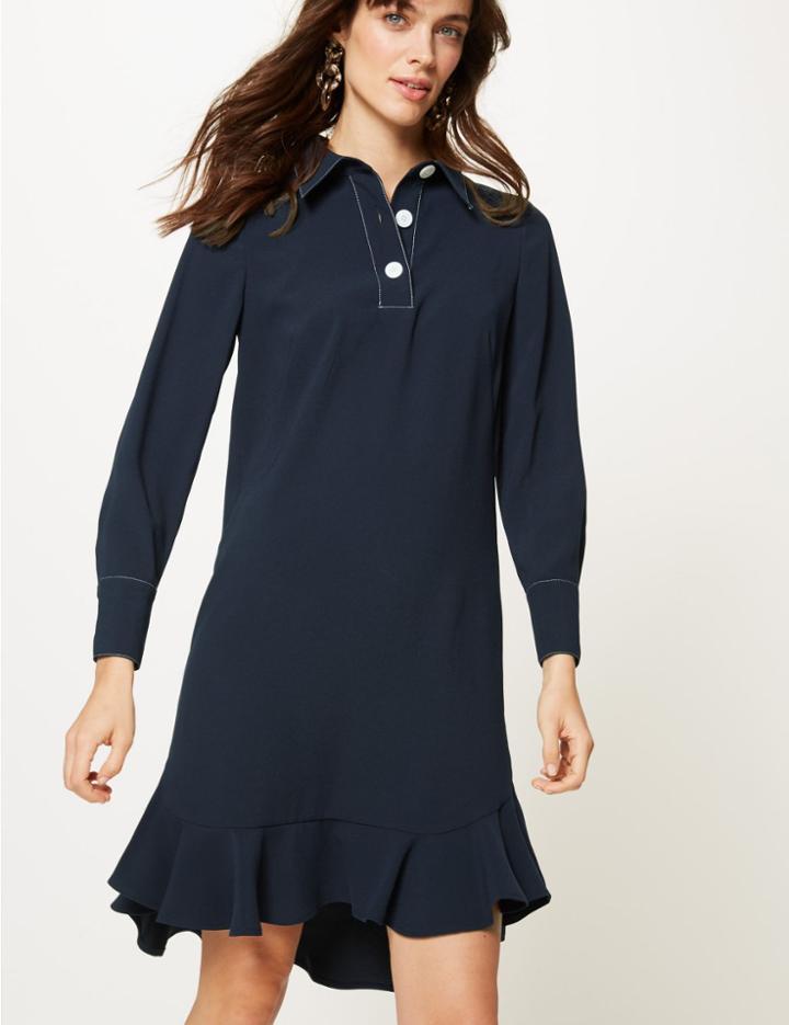 Marks & Spencer Long Sleeve Swing Dress Dark Navy