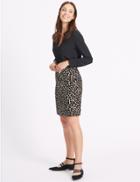 Marks & Spencer Cotton Blend Animal Print A-line Mini Skirt Black Mix