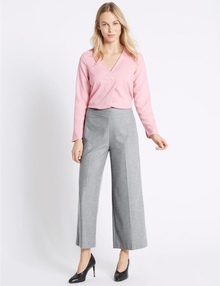 Marks & Spencer Flannel Flat Front Trousers Grey