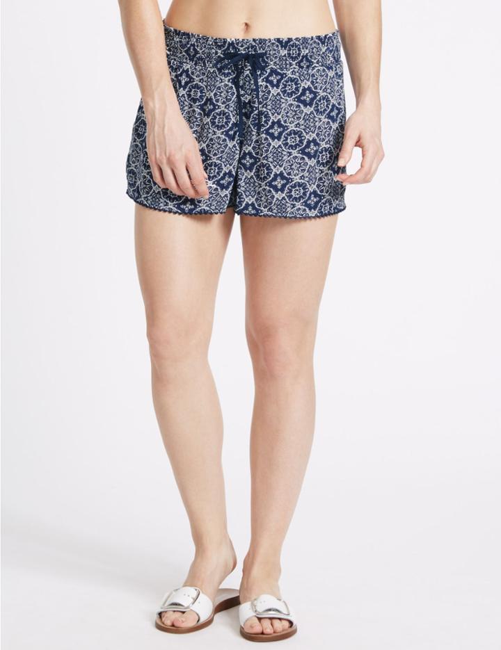 Marks & Spencer Tile Print Shorts Navy Mix