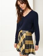 Marks & Spencer Checked A-line Mini Skirt Yellow Mix