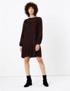 Marks & Spencer Polka Dot Bib Detail Relaxed Mini Dress Black Mix