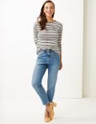 Marks & Spencer Mid Rise Ankle Grazer Jeans Light Indigo