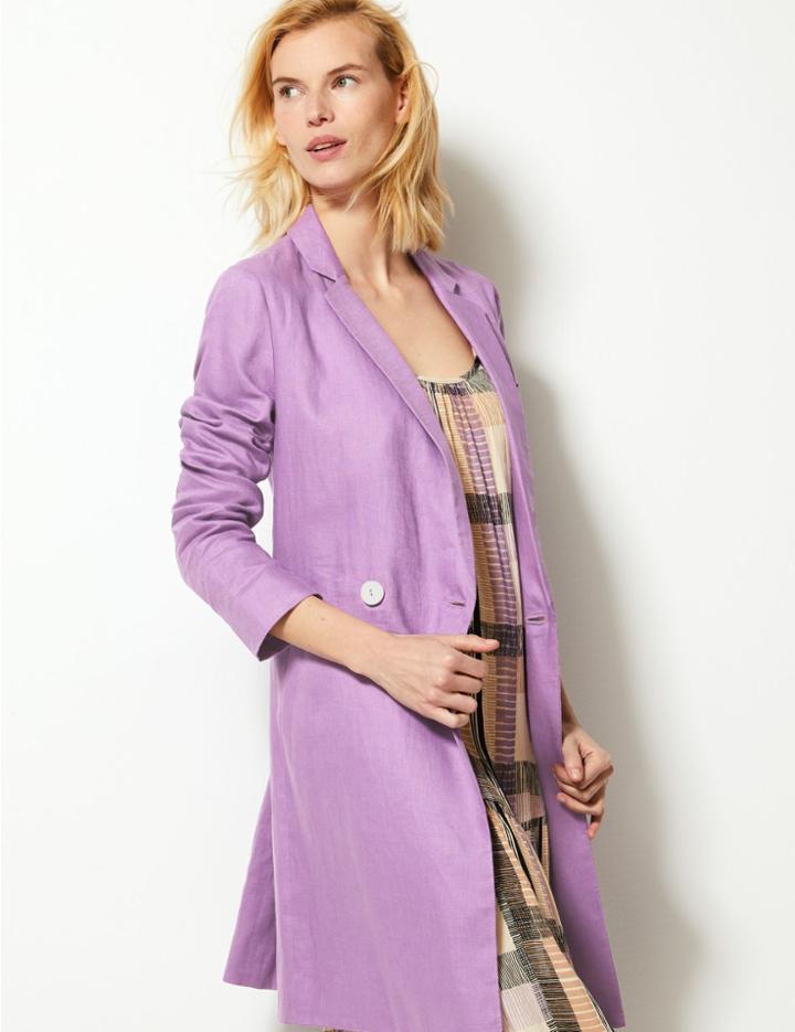 Marks & Spencer Pure Linen Double Breasted Blazer Heather