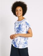 Marks & Spencer Floral Print Tie Back Shell Top Blue Mix