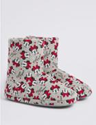 Marks & Spencer Minnie Mouse Slipper Boots Grey Mix