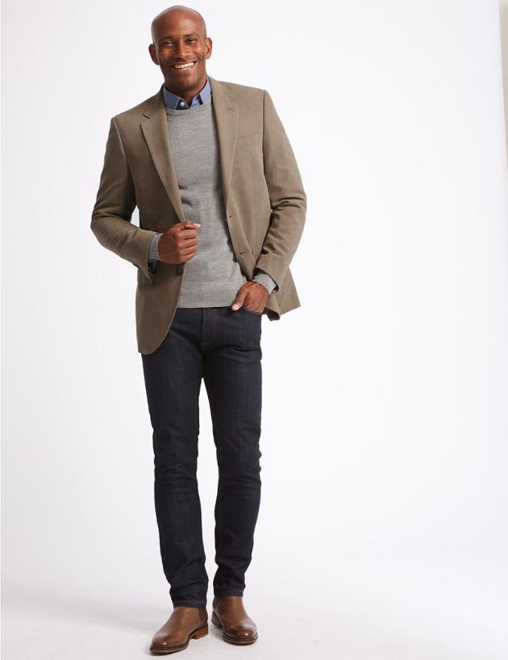 Marks & Spencer Textured Regular Fit Jacket Tobacco