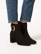 Marks & Spencer Wide Fit Side Buckle Ankle Boots Black