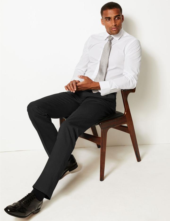 Marks & Spencer Regular Fit Pleated Trousers Black