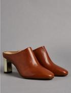 Marks & Spencer Leather Block Heel Mule Shoes With Insolia&reg; Tan