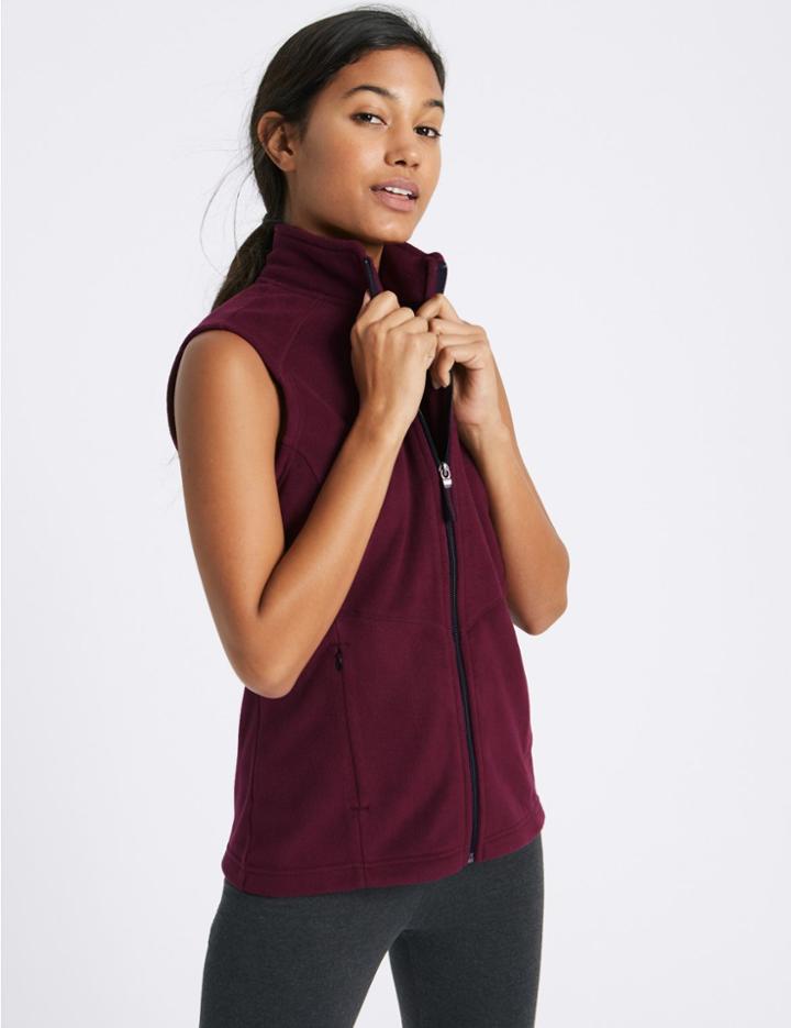 Marks & Spencer Fleece Contrasting Zip Gilet Berry