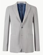 Marks & Spencer Cotton Blend Slim Fit Jacket Light Grey