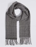 Marks & Spencer Dogstooth Woven Scarf Black Mix