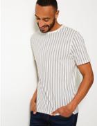 Marks & Spencer Slim Fit Pure Cotton Striped T-shirt White Mix