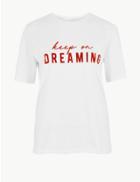 Marks & Spencer Cotton Keep On Dreaming Slogan T-shirt White Mix